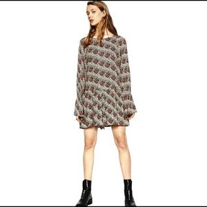 Zara Floral Romper, Long Dolman Sleeve, Shorts XS